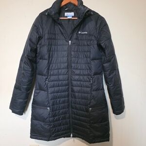 Columbia Black Long Puffer Coat with Hood